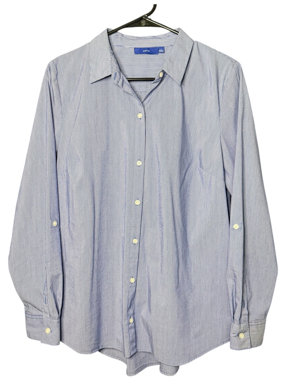 Apt. 9 Blue And White Striped Button Up Shirt